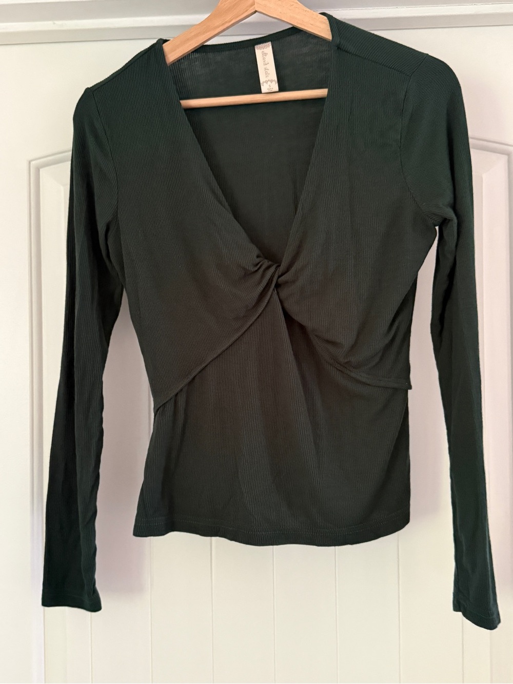 Altar'd State Forest Green Twist-Front Long Sleeve Top